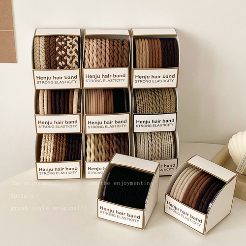 Coffee color headband new boxed rubber band geometric twist style hair tie rubber band fashion versatile hair rope