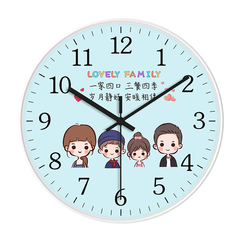 Fábrica personalizada al por mayor de dibujos animados reloj creativo familia simple reloj de pared sala de estar dormitorio pared ponche-entrega gratuita