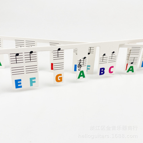Cross-border piano note strips keyboard stickers electric piano electronic keys sticker notes 88 key staff white card strips