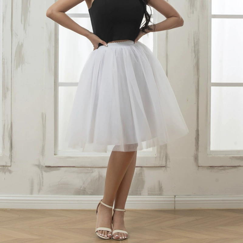 Юбка-сетка 65 см, 4 слоя, женская короткая юбка-пачка, европейский и американский стиль, эластичный пояс, тюлевая юбка, экспорт на Ebay и Amazon