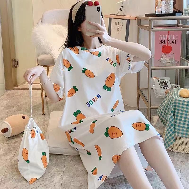 Camisón mujer verano manga corta 2024 estilo ins japonés lindo perro de laurel de jade talla grande se puede usar ropa de hogar para mujeres embarazadas