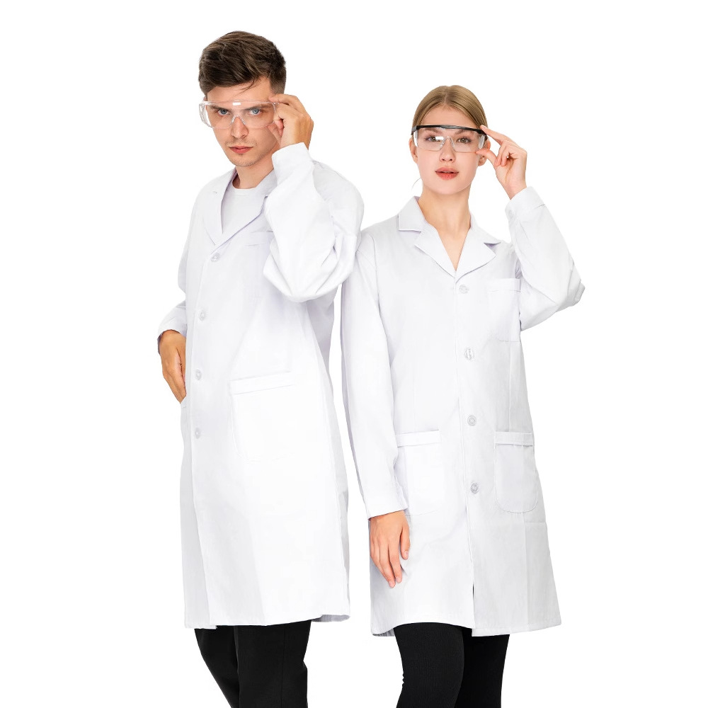 Cuatro Estaciones de algodón poliéster manga corta experimento ropa LOGO Estudiante universitario laboratorio blanco vestido farmacia belleza ropa de trabajo de manga larga