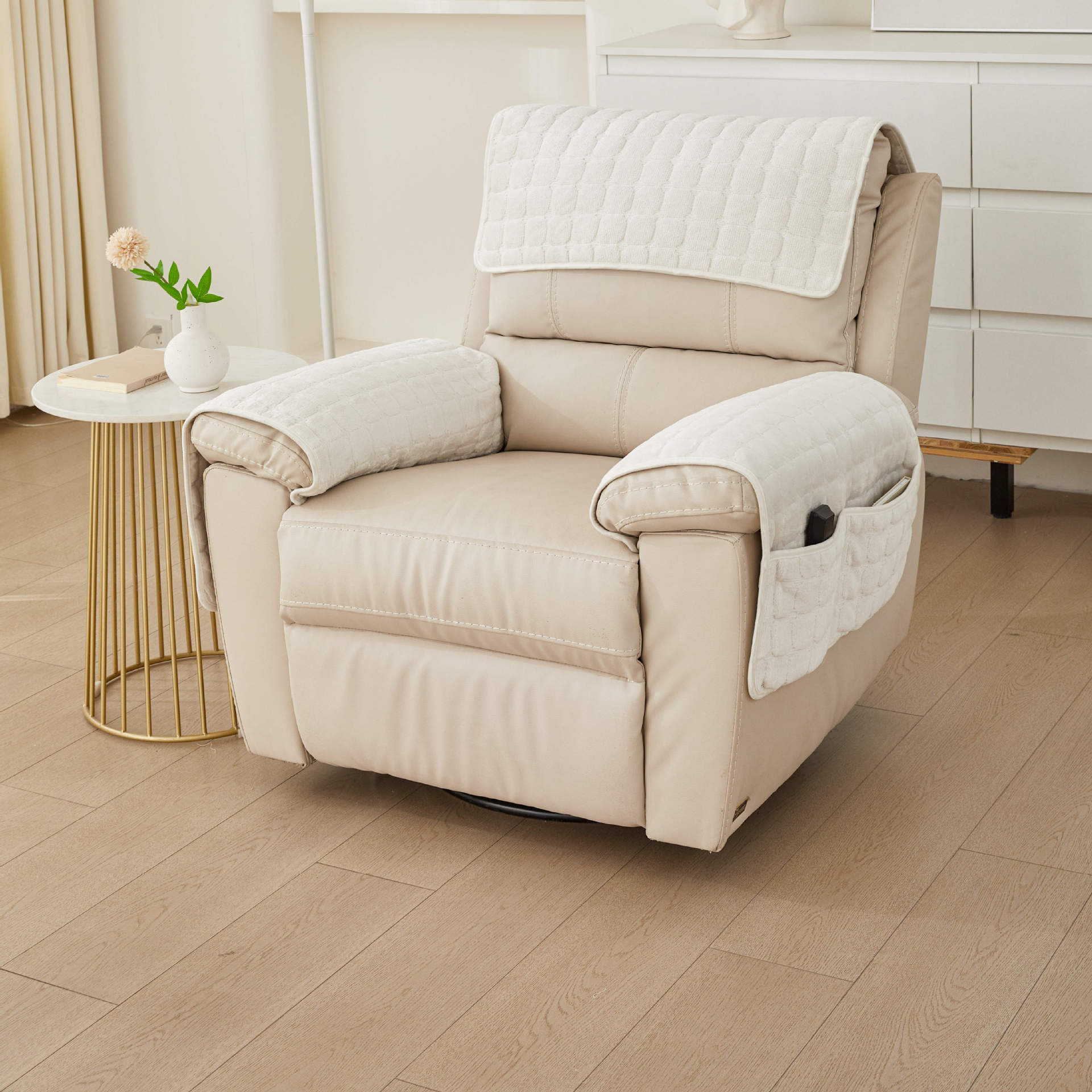 Headrest Cushion And Armrest Cover Three Piece Set For Sofa_voghion.com