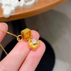 新款一枚鉆戒项链吊坠小红书同款拉丝金坨坨小众白雪公主红苹果
