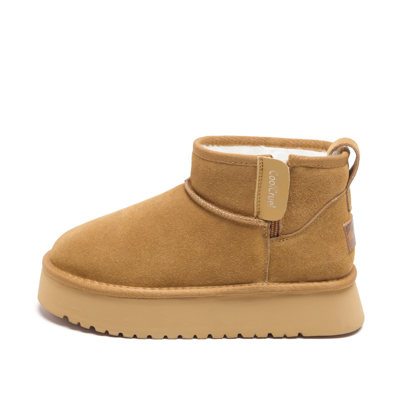 Botas de nieve de fondo grueso para mujeres en invierno de 2025 nuevos zapatos de algodón grueso de lana clásica botas cortas de lana