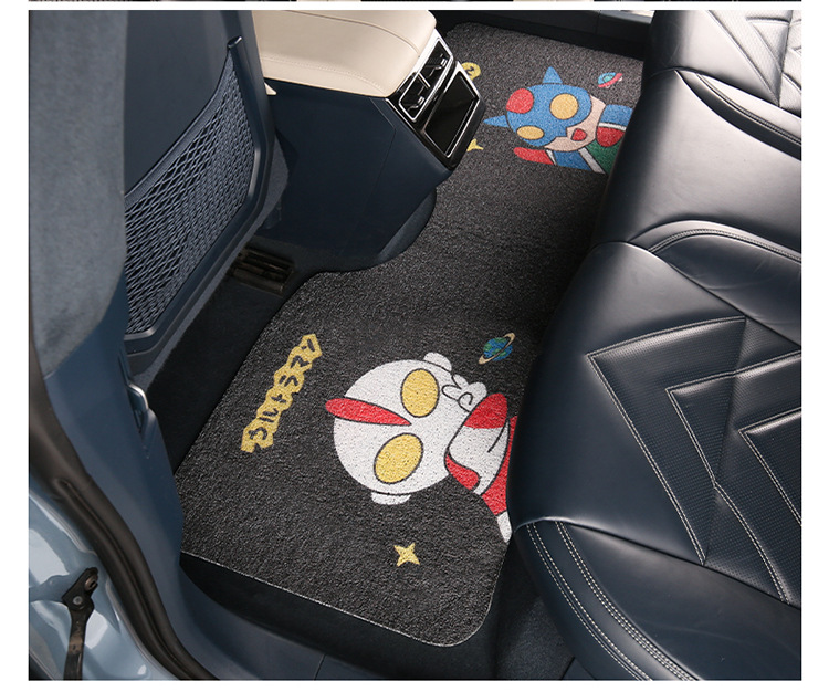 Cute cartoon car mat wire ring monolithic car main driving anti-dirty carpet protection mat thickened universal girls