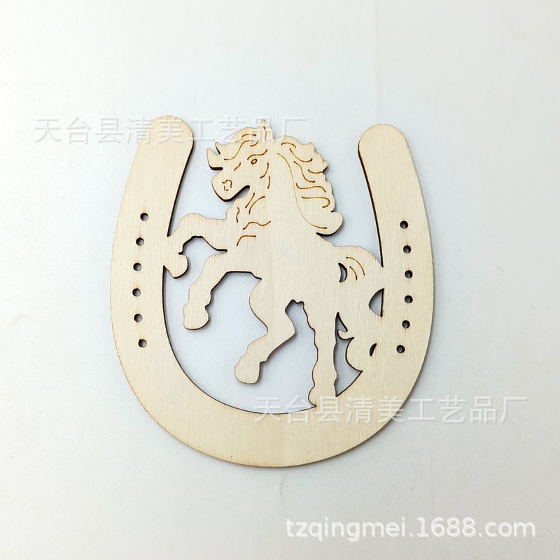 Cuatro tipos de registro herradura madera hueco chips DIY tallado colgante artesanía personalizada 24 unidades un paquete