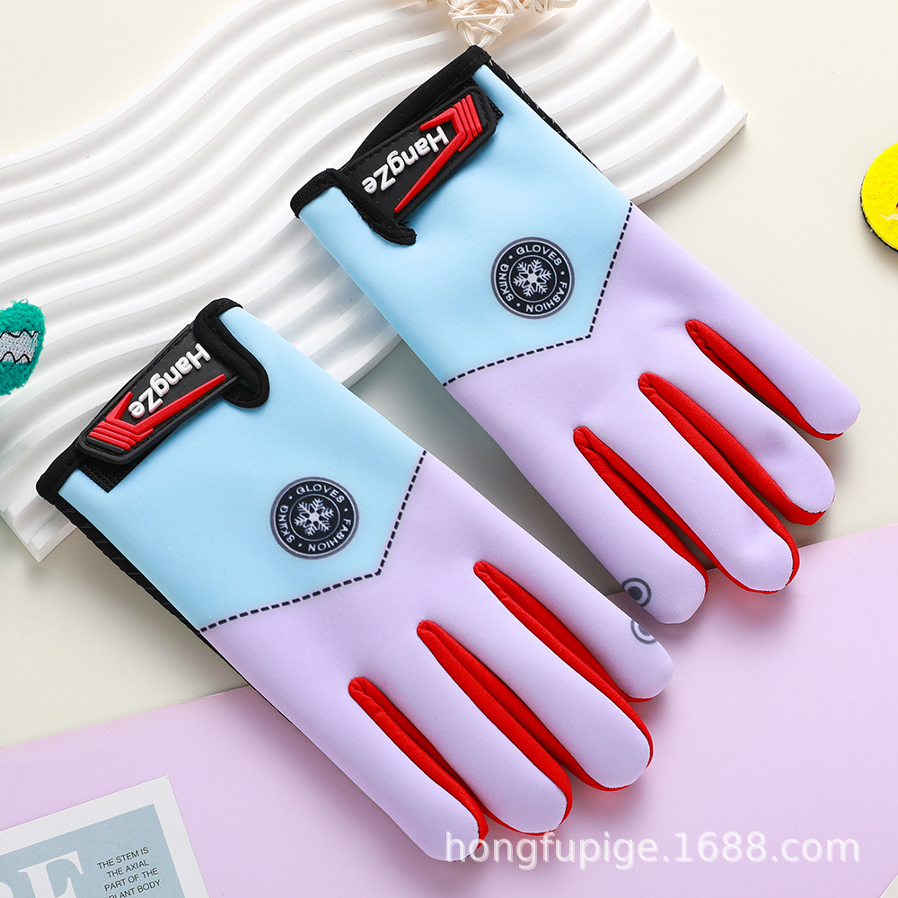 Guantes para niños otoño y invierno estudiantes a prueba de viento dibujos animados de terciopelo caliente guantes de grasa al aire libre a prueba de frío