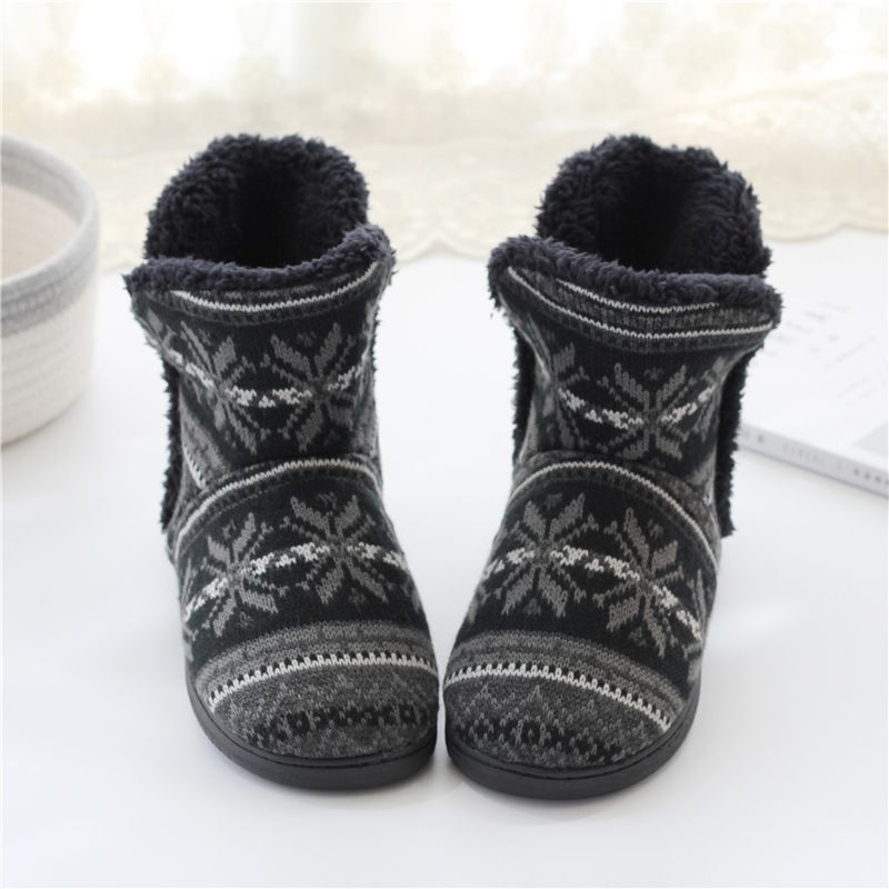 Cotton Slippers Autumn and Winter Bag Heel Thick Sole High Top Fleece-Lined Men's Warm Home Cotton Boots Women's Non-Slip Indoor Slippers Winter