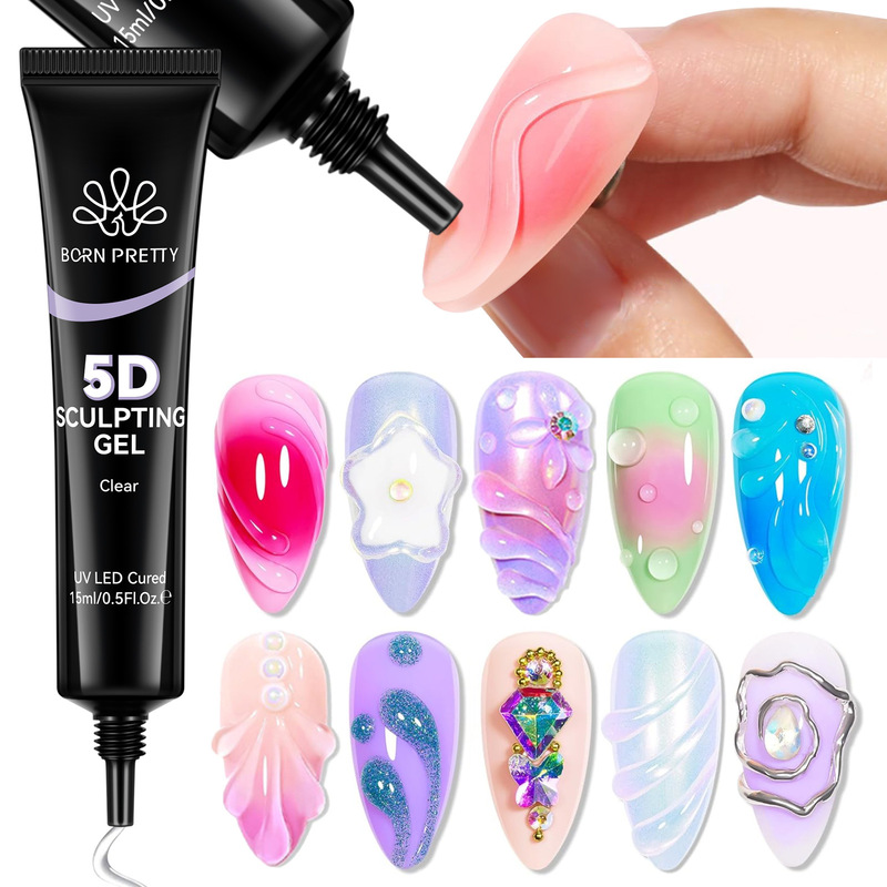 Born Pretty Cross-Border Popular 5D Soft Tube Three-Dimensional Nail Gel 15ml Transparent No-Wash Styling Gel Rhinestone Adhesive Born Pretty Cross-Border Popular 5D Soft Tube Three-Dimensional Nail Gel 15ml Transparent No-Wash Styling Gel Rhinestone Adhesive