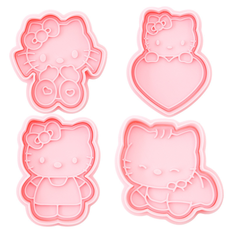 Hello Kitty系列饼干模具爱心3D卡通饼干模具DIY黏土动漫印花饼干|undefined