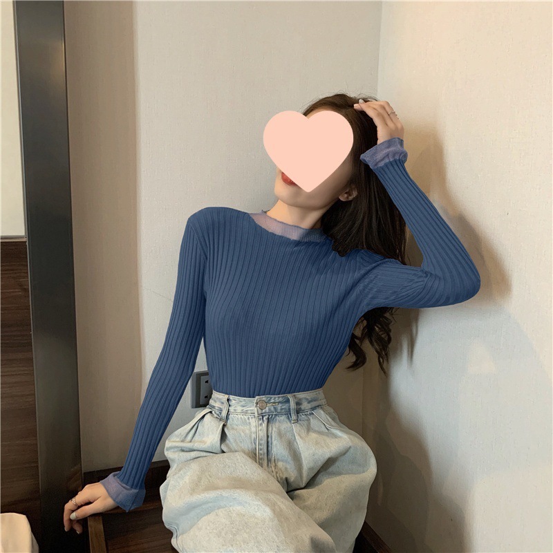 Demi-season sexy base lace knitted design sweater