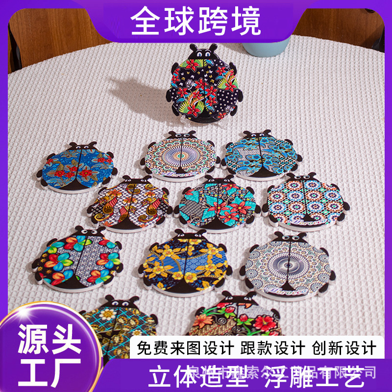 Cross-Border Customizable Cartoon Insect-Style Moroccan-Themed Coasters, Travel Souvenirs, Heat-Insulating Mats, Placemats, Tableware