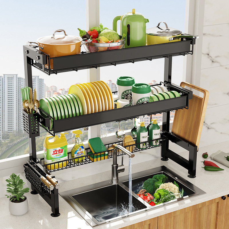 Multifunctional Kitchen Sink Organizer Dish Rack Drain Rack Countertop Dish Plate Storage Rack Drain Sink Stand