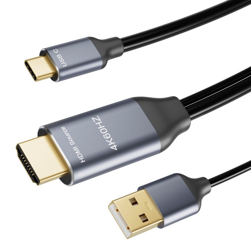 Cross-Border HDMI to Typec with USB Power Supply High-Definition Video Cable Computer Graphics Card Display 4K60Hz Adapter Cable Cross-Border HDMI to Typec with USB Power Supply High-Definition Video Cable Computer Graphics Card Display 4K60Hz Adapter Cable