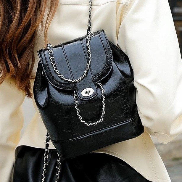 Mochila para mujer Mochila para mujer 2024 nueva mochila de viaje de cadena mochila de tarjeta plateada