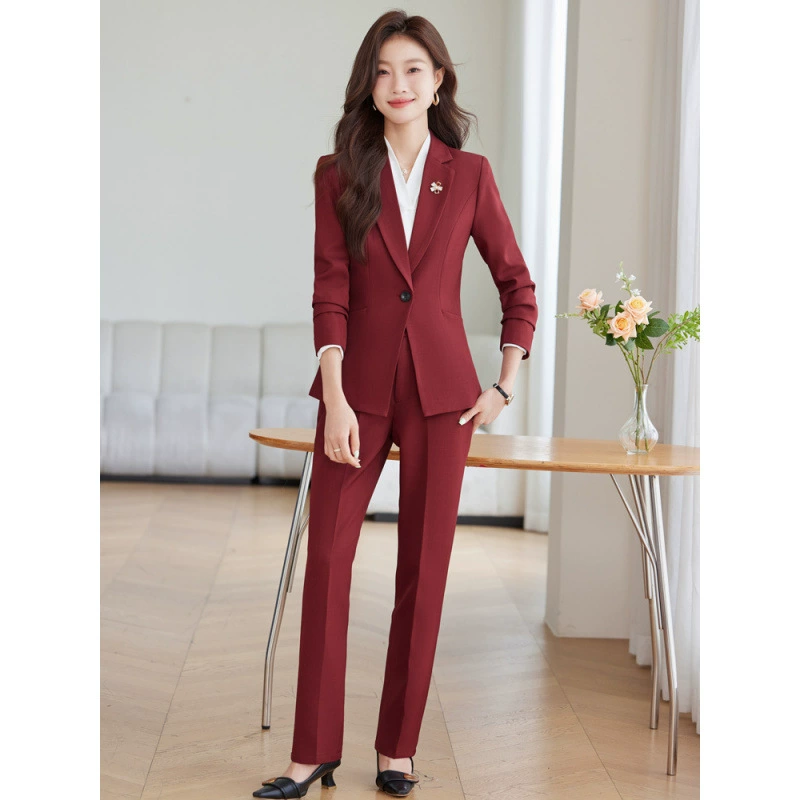 Classic suit, autumn fitted set, elite long-sleeve for work