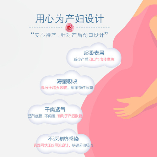 Maternal sanitary napkins are lengthened and thickened. One-piece drop-shipping maternal and infant dual-use napkins. Wholesale puerperal sanitary napkins.