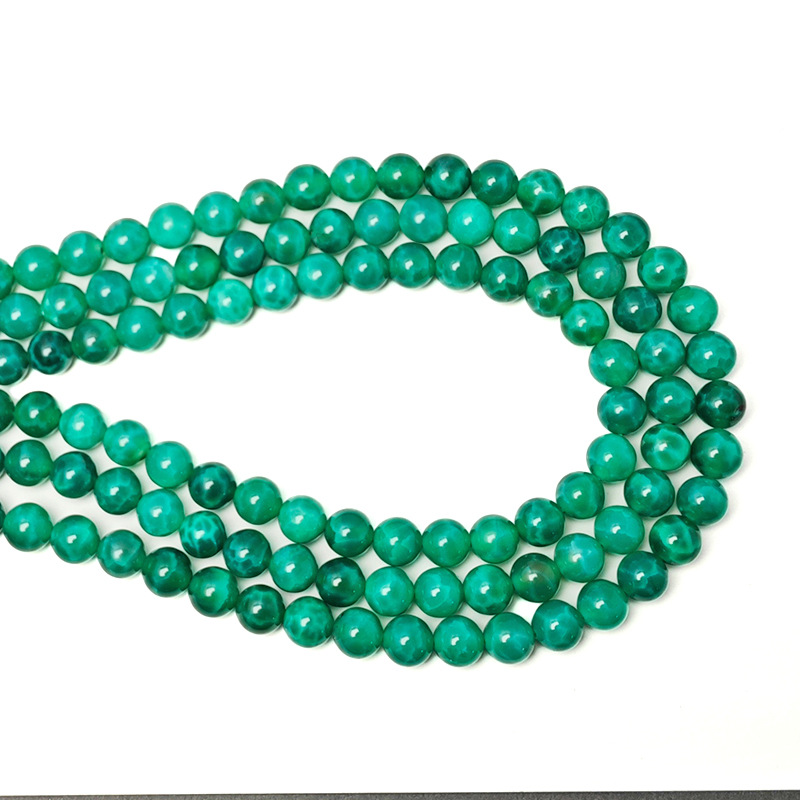 Collar de joyas de ágata de pavo real antiguo verde pulsera DIY accesorios a través de agujeros redondos cuentas de ágata semiacabadas cuentas de ágata