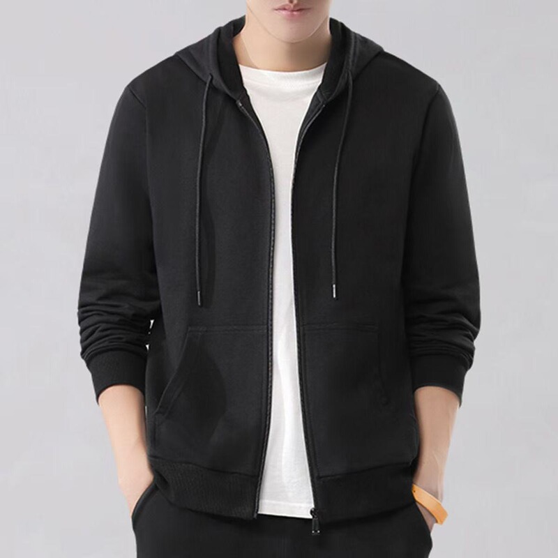 40-200kg Wearable Hooded Pure Color Obese Large Size Zipper Fleece-Lined Sports Men's Simple Fashion Sweatshirt Jacket 40-200kg Wearable Hooded Pure Color Obese Large Size Zipper Fleece-Lined Sports Men's Simple Fashion Sweatshirt Jacket