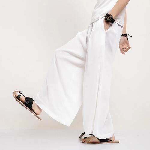 Original Droopy Wide-Leg Pants Men's 9/10th Pants Japanese Yamamoto Style Dark Black Series Samurai Pants Men's Loose Straight Leg Casual Pants