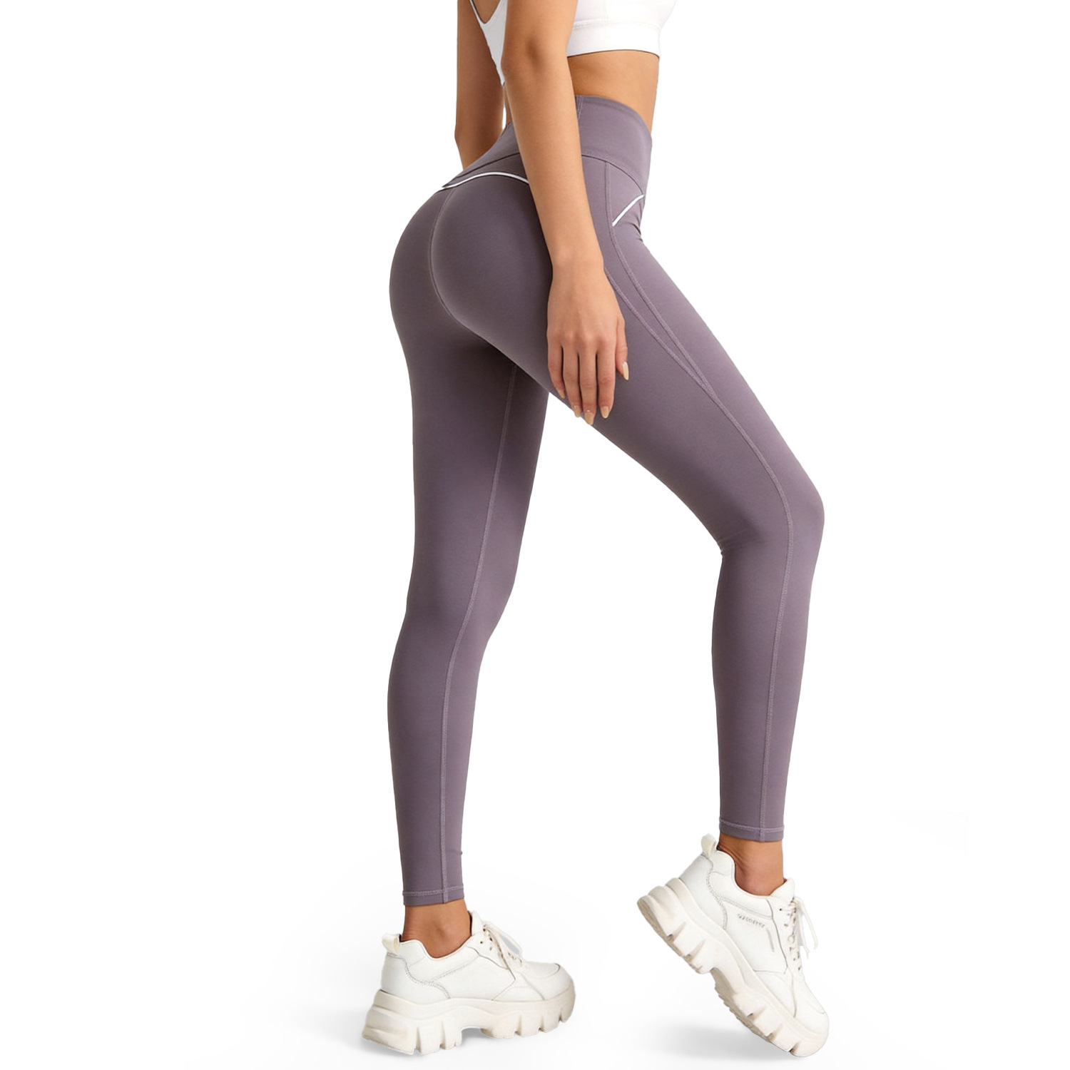 Pantalones de yoga sin costuras Juyitang, alta elasticidad, sensación de desnudez, ajuste delgado, cintura alta, pantalones deportivos transpirables para fitness