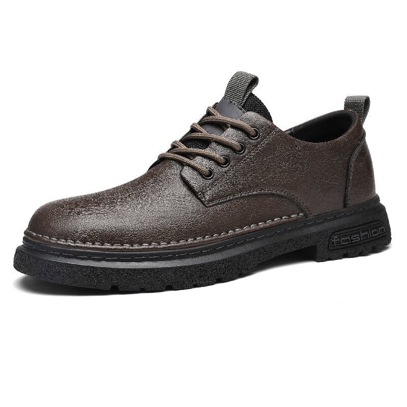 Zapatos de cuero casuales de hombre de tamaño grande transfronterizo, zapatos de trabajo al aire libre de suela gruesa y baja con costura, zapatos de hombre de cuatro estaciones pequeños Martin