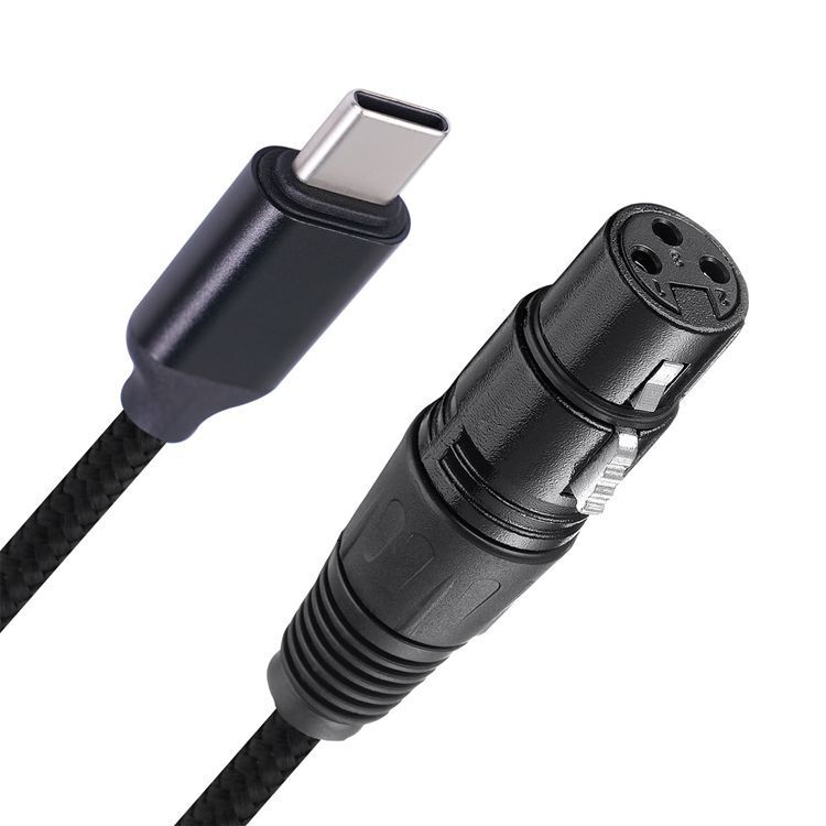 Customized Cross-Border Three-Core USB to Type-C to Xlr Female/Type-C to Xlr Female Microphone Recording Cable