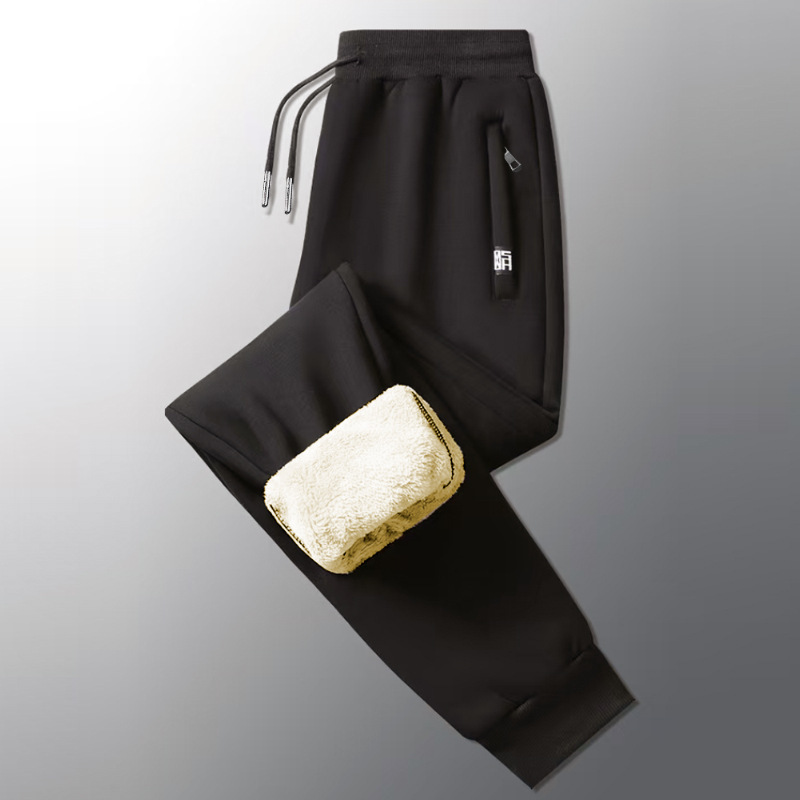 Cross-border Autumn and Winter Pants Men's fleece-lined Men's and Women's Outer Wear Sports Pants Loose Trendy All-match Casual Warm