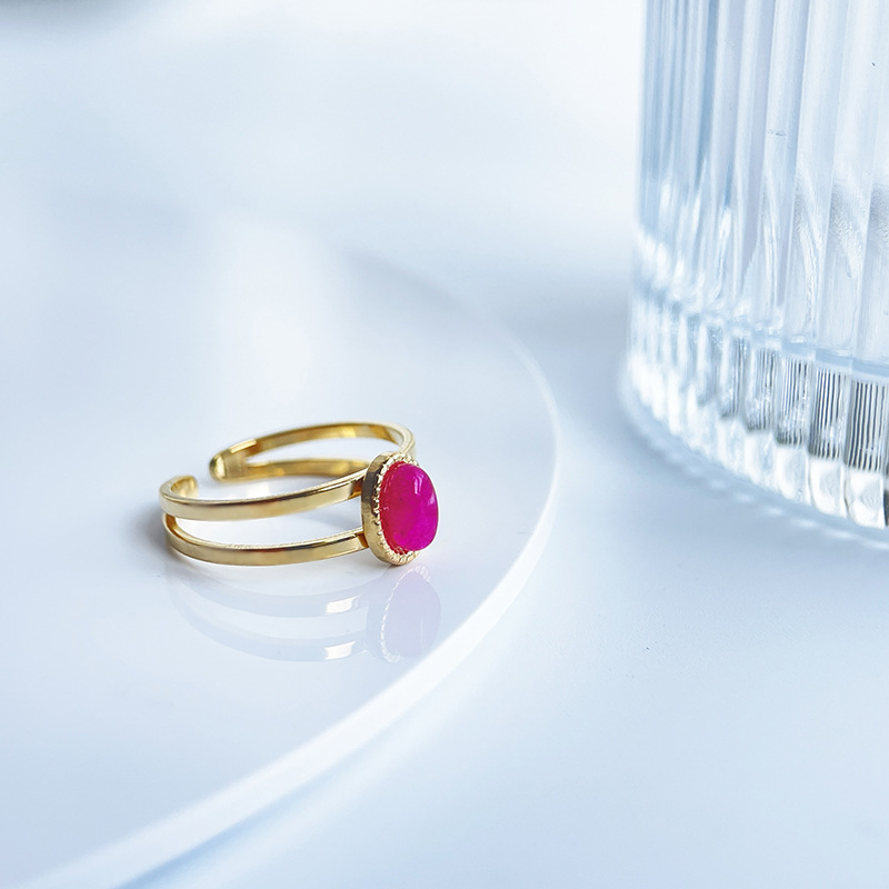 Fashion Geometric Titanium Steel Inlay Zircon Open Ring 1 Piece