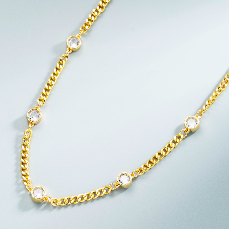 wholesale jewelry copper goldplated inlaid zircon necklace Nihaojewelrypicture3