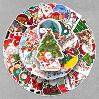 50张圣诞节贴纸创意卡通圣诞老人派对手账本笔记本行李箱防水装饰