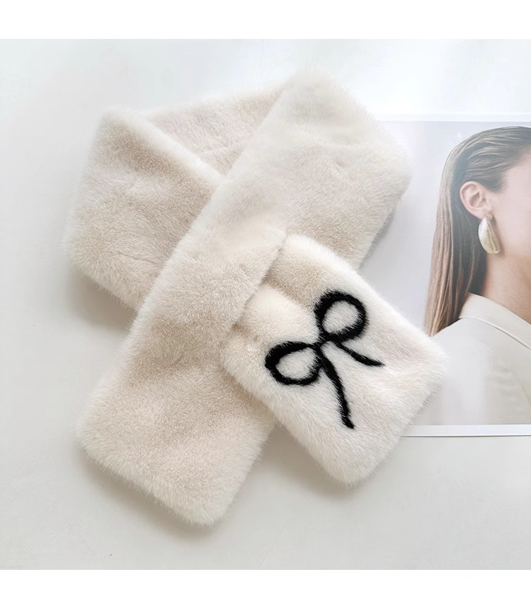 Bufandas mujeres otoño invierno nuevo arco empalmado bufandas de peluche de moda caliente cruzada protección de cuello buñuelo image 6