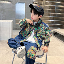 男童春款牛仔套装2023春秋新款儿童痞帅潮酷牛仔衣中小童外贸童装