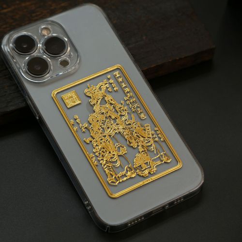 Taoist Five Directions and Five Ways God of Wealth, Marshal Zhao Gongming Metal Mobile Phone Sticker, God of Wealth Sticker, Cultural Supplies