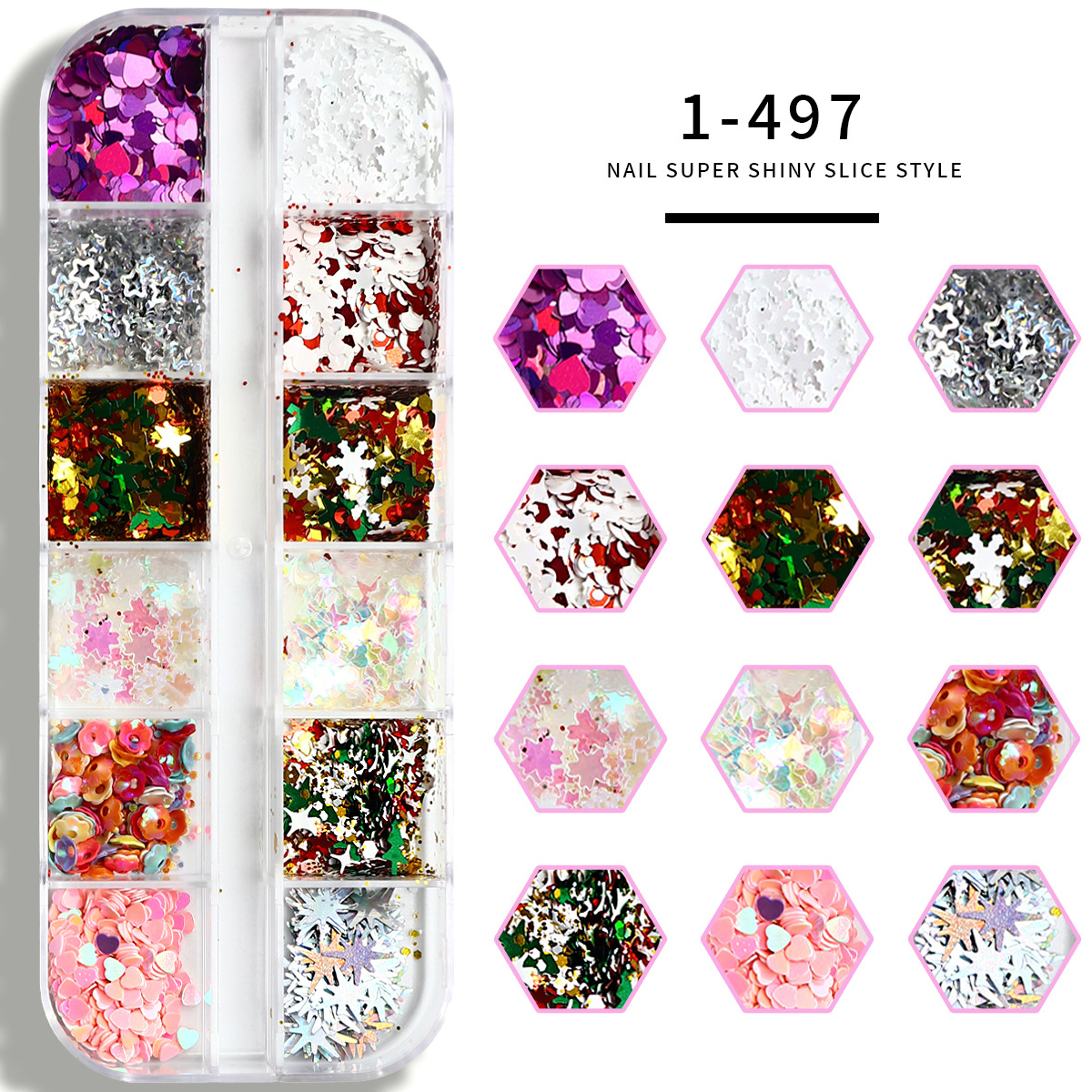 Red manicure sequinilla de arce sequinilla láser otoño al por mayor DIY barra 12 cuadrícula manicure decoración sequinilla