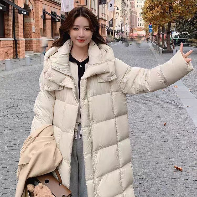 90 White Goose down down Jacket Women's Long Thickeneded Knee-Length 2025 Winter New Extreme Cold Loose Cold-Resistant Classy Jacket