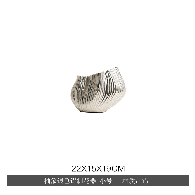 Lujo ligero indio, simple, aluminio, plata, cuencos, bandejas de frutas, adornos decorativos, macetas de flores de mesa en la Sala modelo