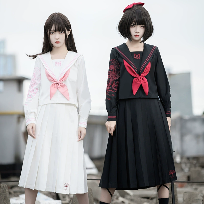 [Dark Night Awakening] Оригинальное длинное платье с вышивкой JK Униформа православный матросский костюм плохой девушки выпускное платье полный комплект для женщин