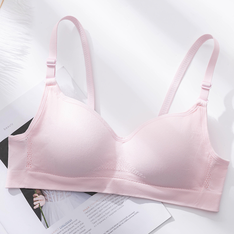 Nuevo color sólido inalámbrico estudiante sujetador fino blanco push-up transpirable cómodo sin costura de algodón taza verano entrega caliente