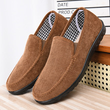 中年男鞋老北京布鞋男款单鞋透气条绒布鞋软底休闲豆豆鞋聚氨酯底
