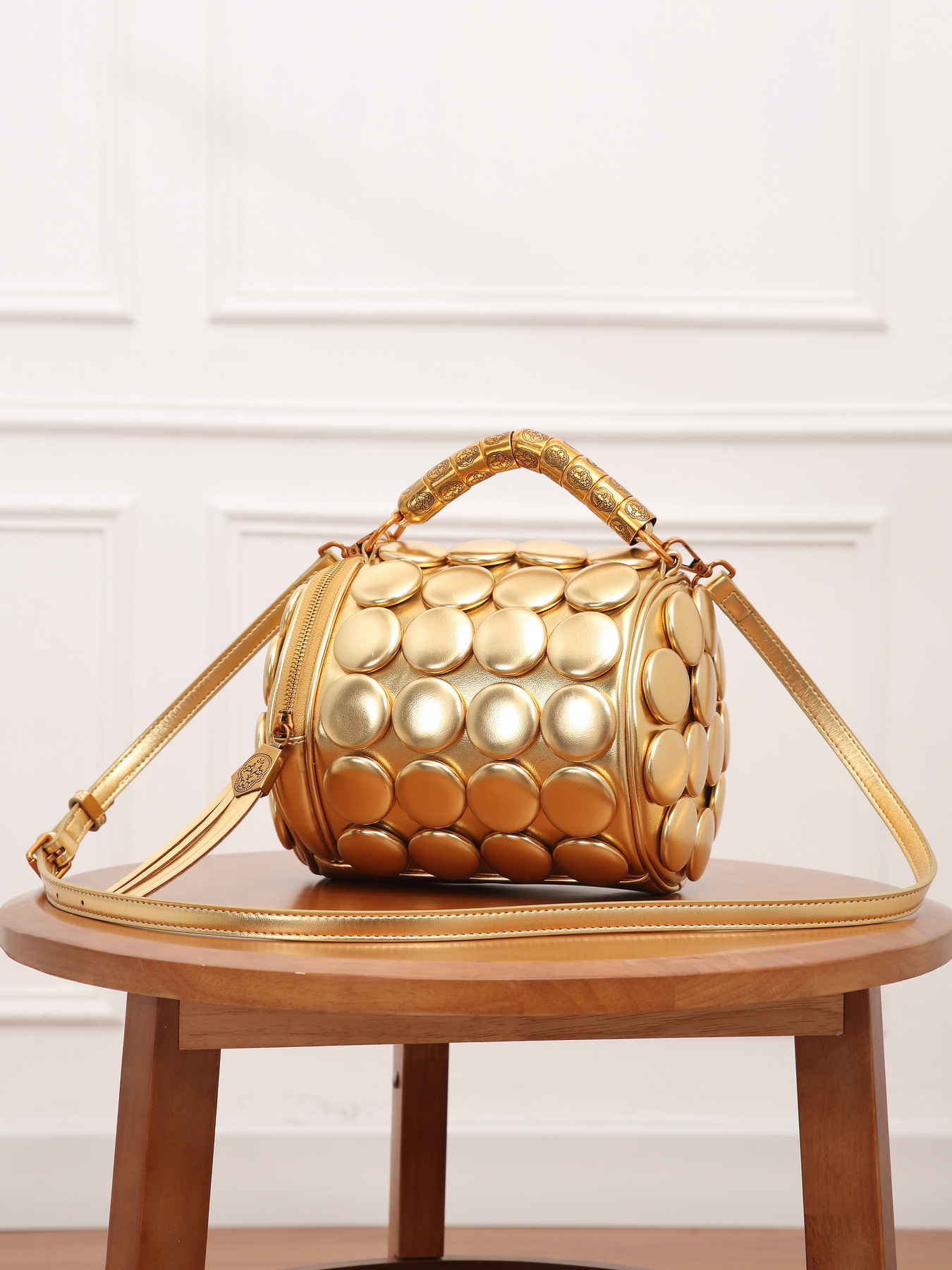 Damen Handtasche Mit Polka Dot Muster Elegante Umhängetasche_voghion.com