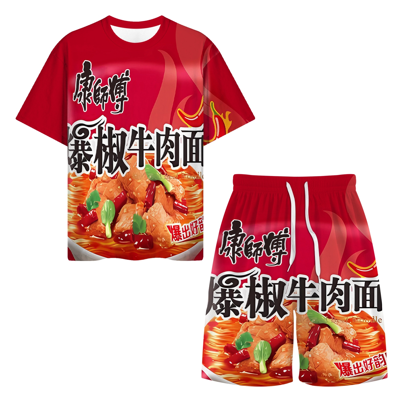 Children's red (black) tea, T-shirt, pijama, set, with short sleeve 3