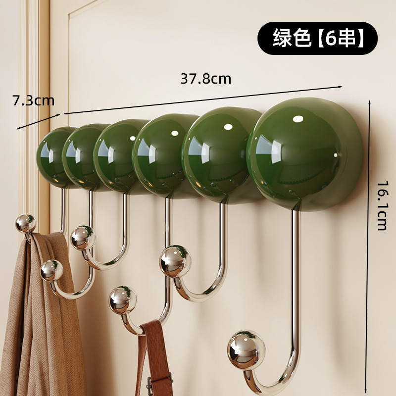 吸盤フック家庭用パンチフリー衣類と帽子収納ラック中世スタイル強力な列フック洋服フック収納ラック|undefined