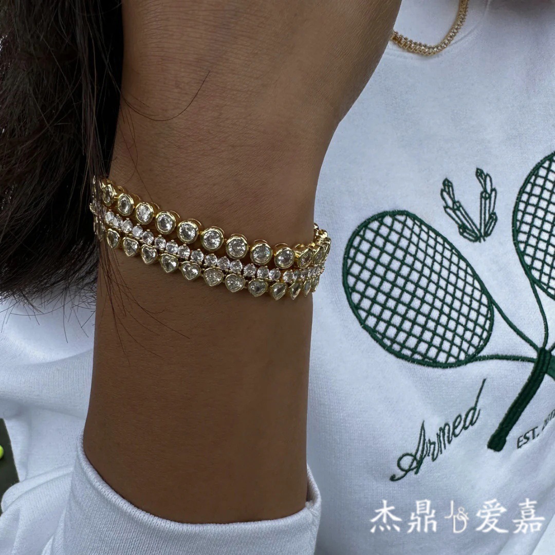 JEDING Europa y América pulsera de zircon de acero inoxidable superpuesta lujosa joyas de alta calidad joyas de acero de titanio brazalete transfronterizo