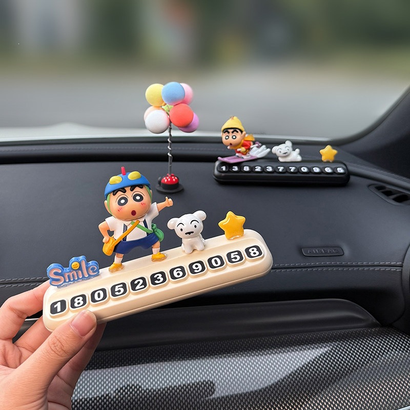 Authentic Crayon Shin-Chan Parking Sign, Car Temporary Parking Phone Number Plate, Cute for Women