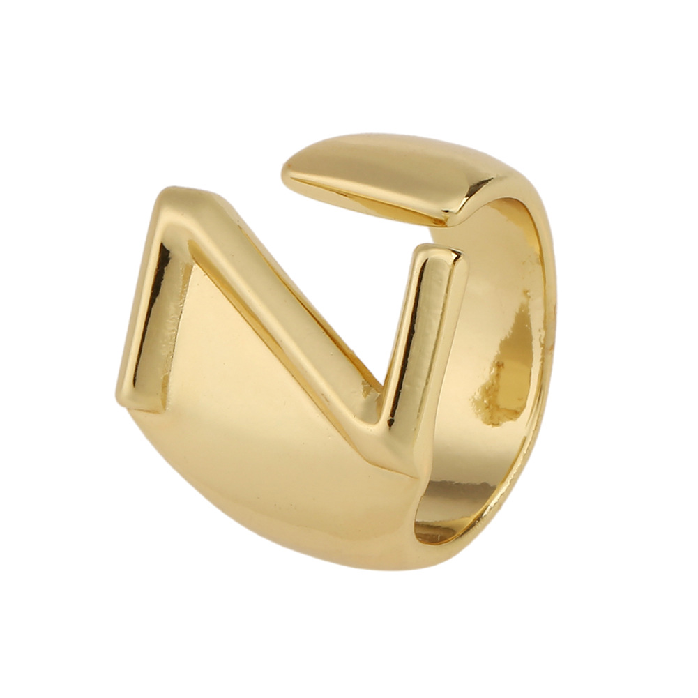 5g Weight Birthday Occasion Copper Material Letter Pattern Unisex Gender Fashion Style Fashion New Style Copper 26 English Letter Ring 36