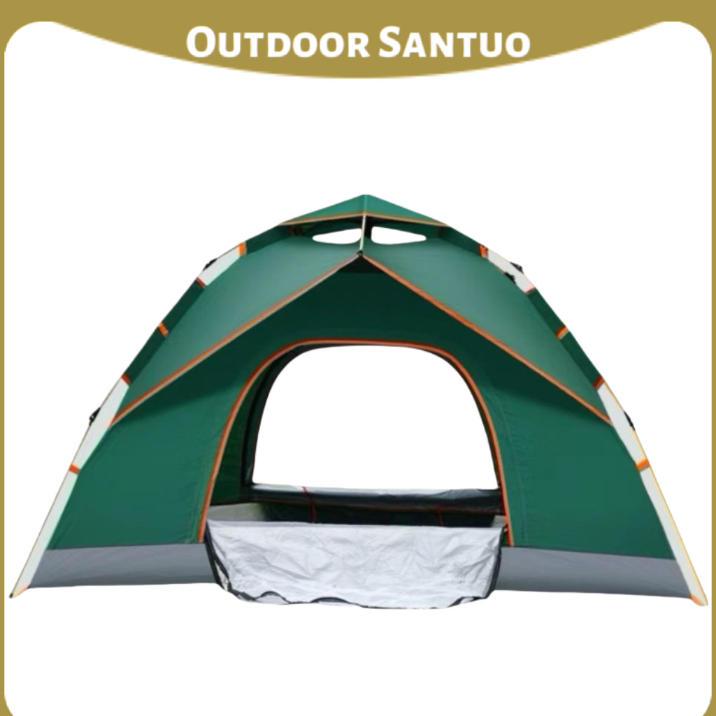 Outdoor Automatic Tent, Fake Double-Layer, 3-4 Person Capacity, Sun and Rain Protection, Camping Equipment, Portable, No Setup Required