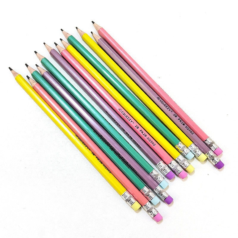 Lápices al por mayor macarón hexagonal estudiantes bocetos con lápiz de goma papelería aprendizaje premios 2b lápiz