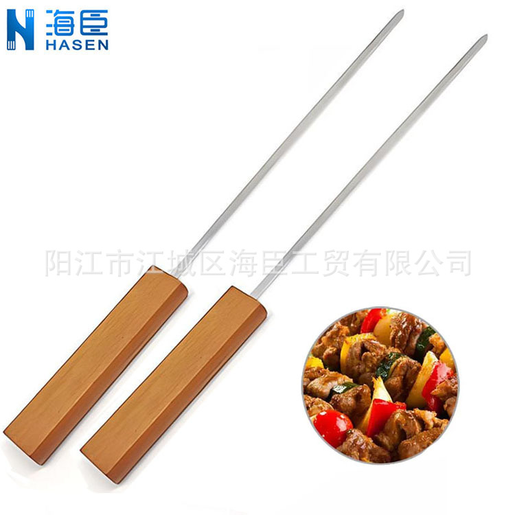 实用烧烤签 室内外烤肉烤鱼丸蔬菜串木柄烤针bbq skewer grill|ms